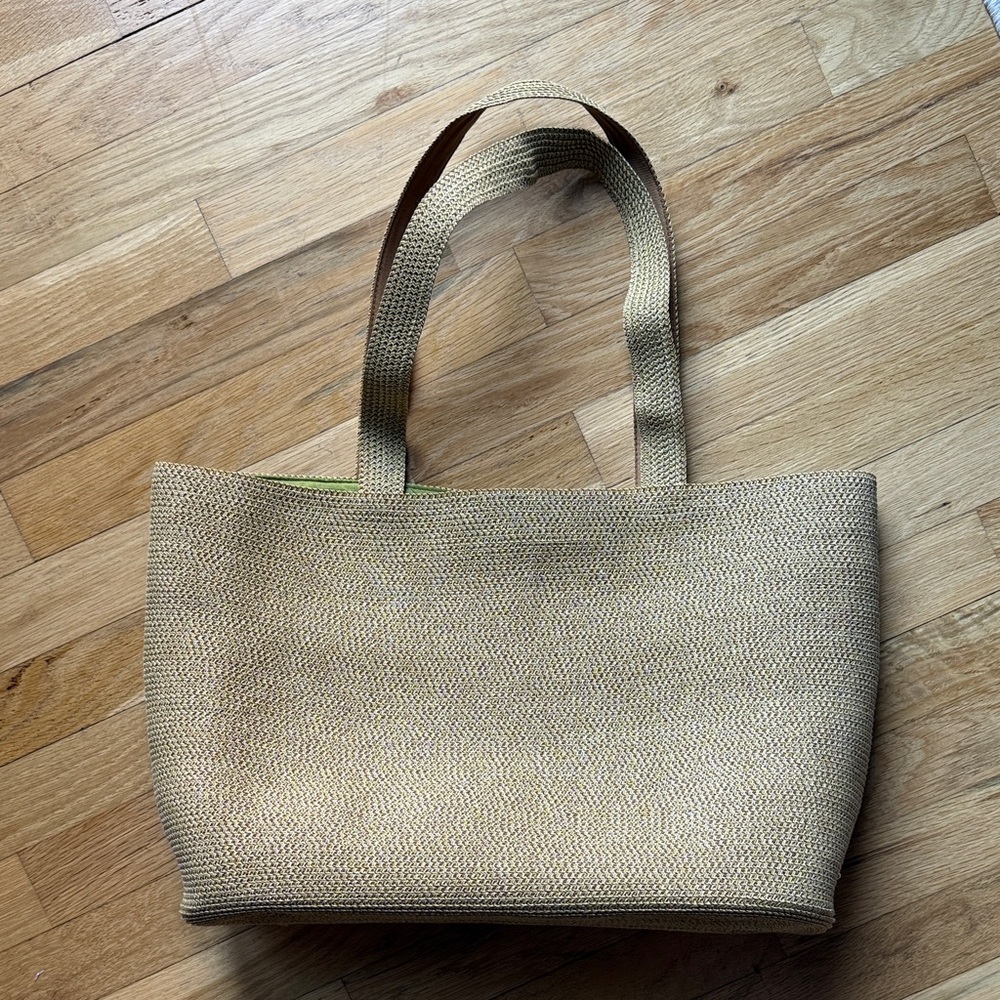 Natural Straw Tote Bag with Shoulder Straps